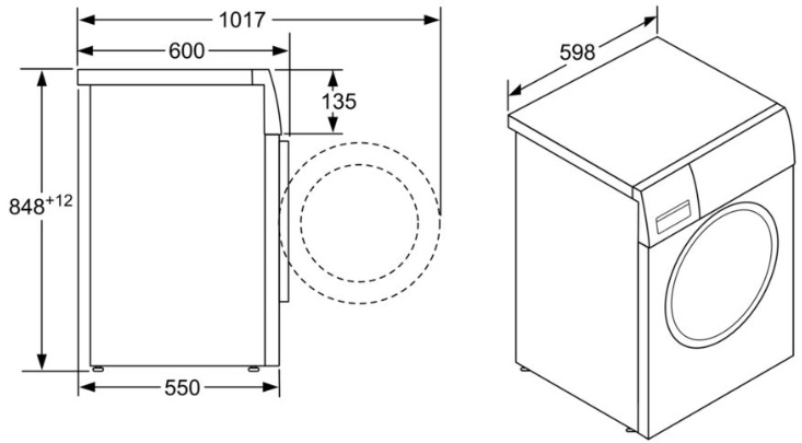 Bosch WAN24290OE - Схема с размерами 