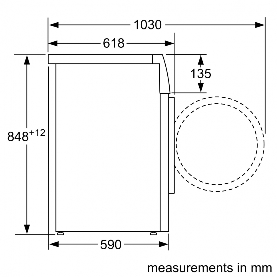 Bosch WAT28682ME - Схема с размерами 