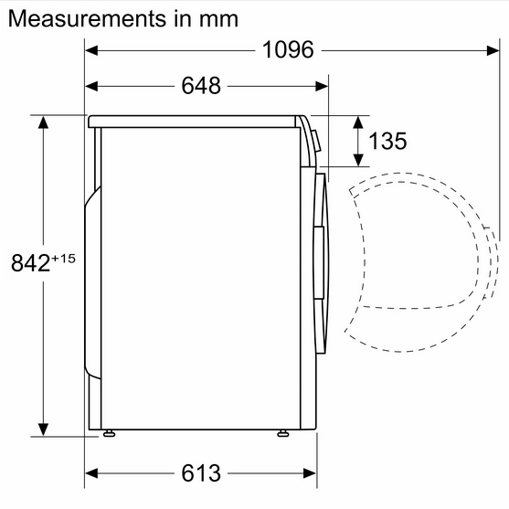 Bosch WGA242X0ME - Схема с размерами 