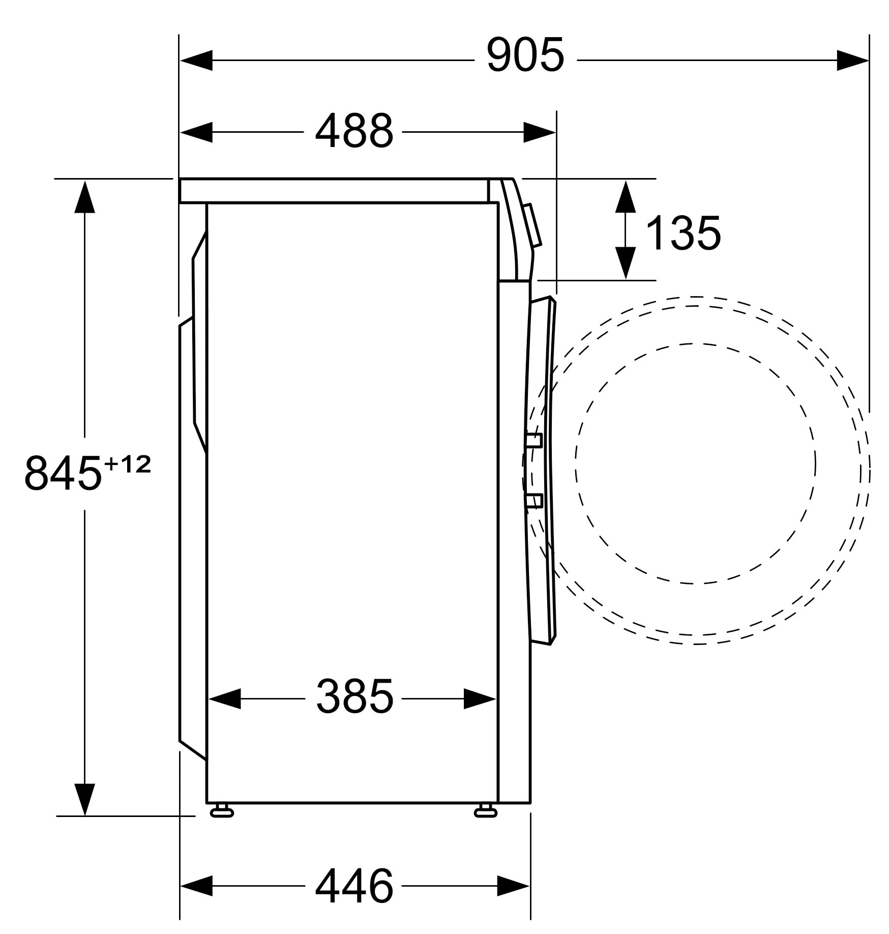 Bosch WHA122W1BL - Схема с размерами 