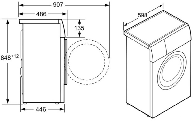 Bosch WLK2426MOE - Схема с размерами 