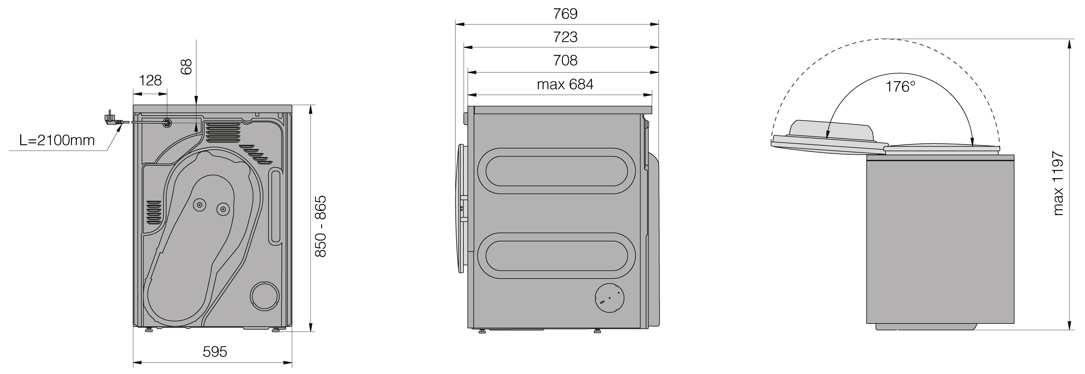 Asko TDC1485VB.T - Схема с размерами 