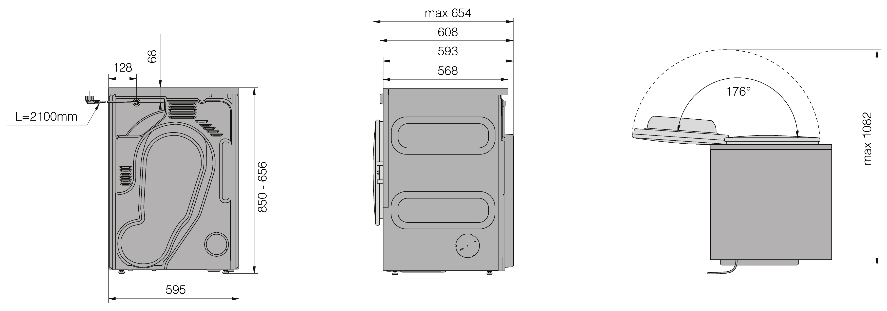 Asko TDC1773VF.S Marine - Схема с размерами 