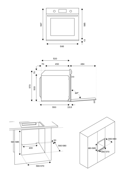 Bertazzoni F609MODEKX - Схема (размеры) 