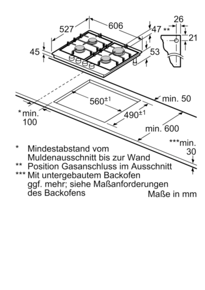 Bosch PRP 626B70E - Схема с размерами 