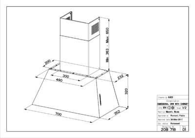 Faber CHLOE EV8P CG MATT A 70 - Схема (размеры) 