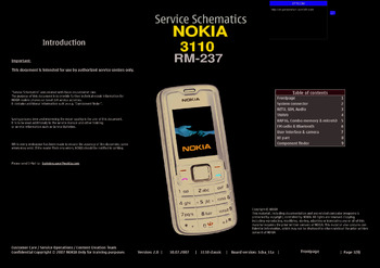 Nokia 3110 - Схемы (classic, RM-237, ver: 2.0, 1cba_31a)