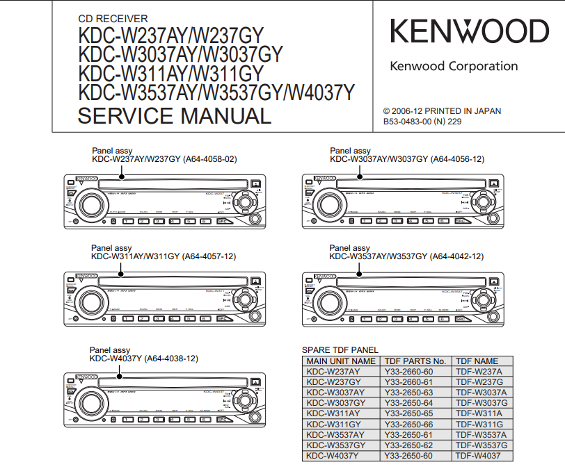 KENWOOD KDC-W237AY - Руководство по обслуживанию ()