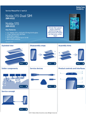 Nokia 515/515 Dual SIM - Руководство по ремонту (RM-952, RM-953, service manual L1&L2)