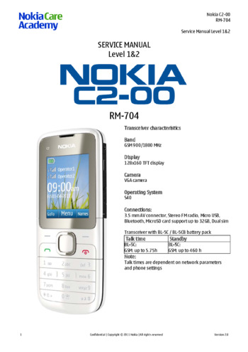 Nokia C2-00 - Руководство по ремонту (уровень 1, 2) RM-704
