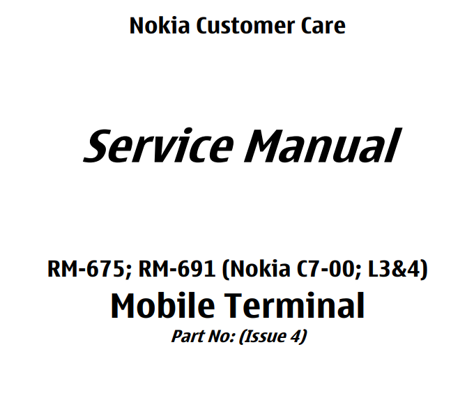Nokia C7-00 - Руководство по ремонту (уровень 3, 4) RM-675, RM-691