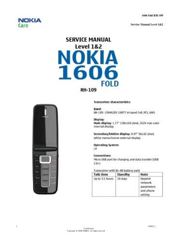 Nokia 1606  - Руководство по ремонту (уровень 1, 2) RH-109, Fold