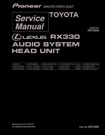 Pioneer FX-M8427ZT (Lexus RX330) - Руководство по обслуживанию 