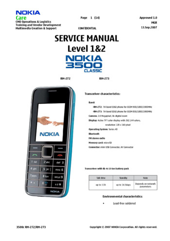 Nokia 3500c - Руководство по ремонту RM-272, RM-273, classic, service manual