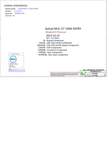 Compal LA-A972P - Схема Goliad MLK 12 UMA ENTRY, REV 0.2 (X01), Dell latitude e7250