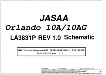 Compal LA-3831P - Схема JASAA Orlando10A, REV 1.0, Orlando 10A/10AG, toshiba p200d
