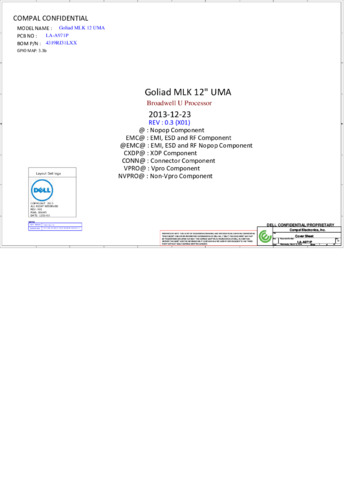 Compal LA-A971P - Схема Goliad MLK 12 UMA, Rev: 0.3, X01