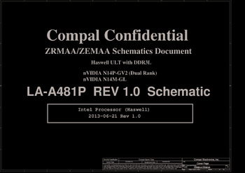 Compal LA-A481P - Схема ZRMAA/ZEMAA, Rev: 1.0, nVIDIA N14P-GV2, nVIDIA N14M-GL