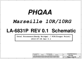 Compal LA-6831P - Схема PHQAA, Marseille 10R/10RG, Rev: 0.1, TOSHIBA SATELLITE P750