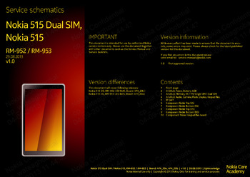Nokia 515/515 Dual SIM - Схема   RM-952, RM-953, service schematics, v1.0