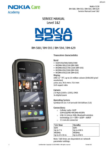 Nokia 5230 - Руководство по ремонту (уровень 1, 2) RM-588, RM-593, RM-594, RM-629, SM level 1&2, ver:8.0