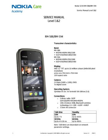 Nokia 5230 (RM-588, RM-594) - Руководство по ремонту (уровень 1, 2) RM-588, RM-594, SM L1&2, ver:1.0