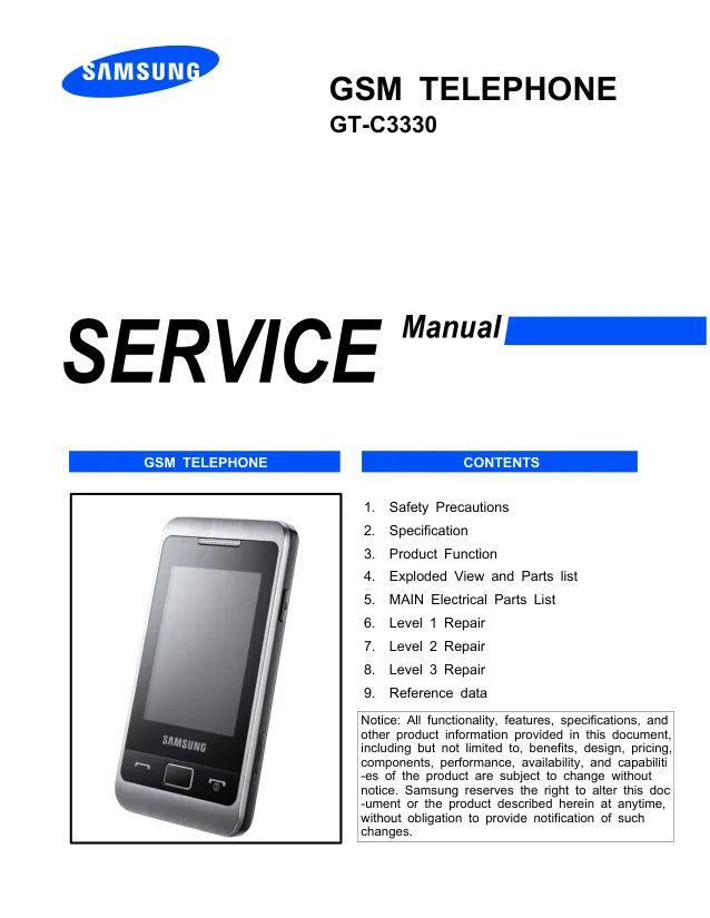 Samsung GT-C3330 - Руководство по обслуживанию 