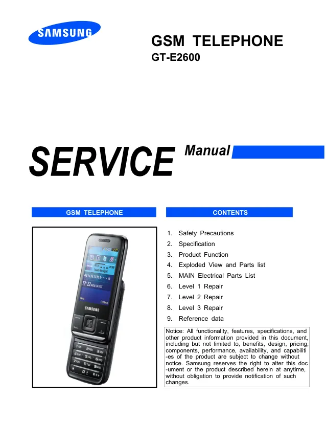 Samsung GT-E2600 - Руководство по обслуживанию 