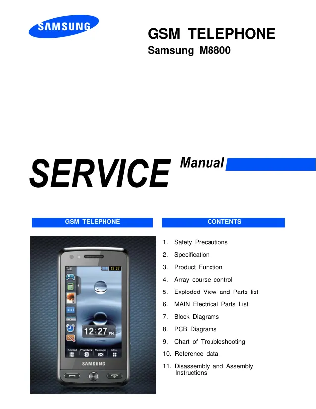 Samsung GT-M8800 Pixon - Руководство по обслуживанию 