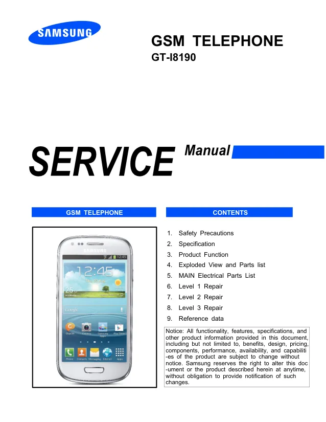 Samsung GT-i8190 Galaxy S III mini - Руководство по обслуживанию 