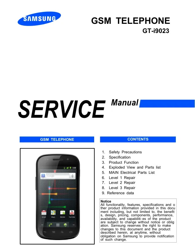 Samsung GT-i9023 Nexus S - Руководство по обслуживанию 
