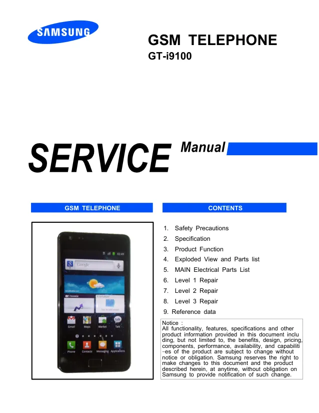Samsung GT-i9100 Galaxy S II - Руководство по обслуживанию 