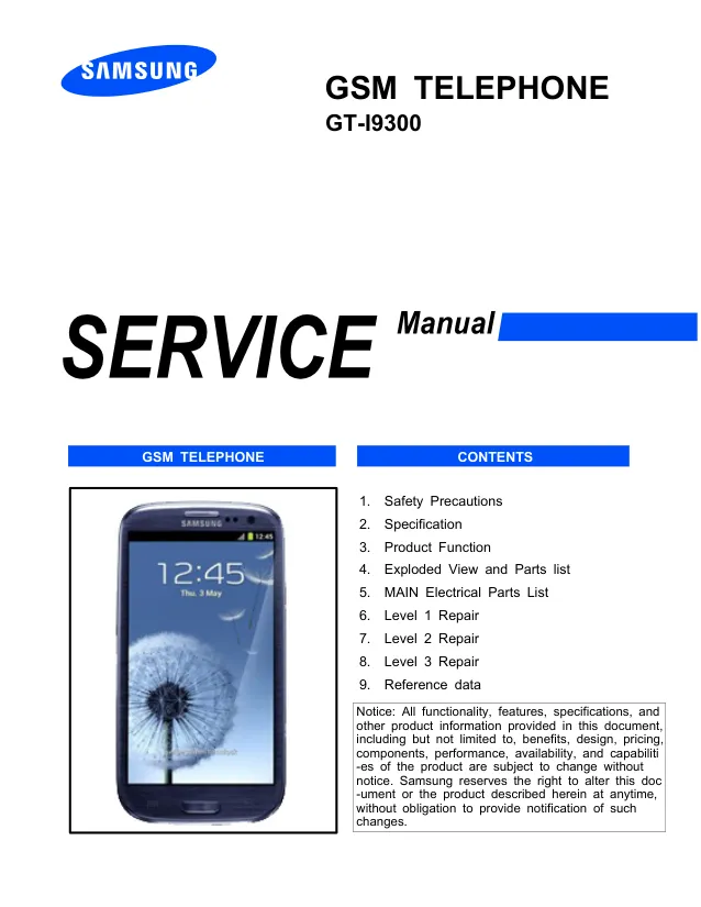 Samsung GT-i9300 Galaxy S III - Руководство по обслуживанию 