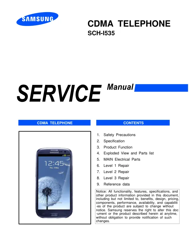 Samsung SCH-I535 Galaxy S III - Руководство по обслуживанию 