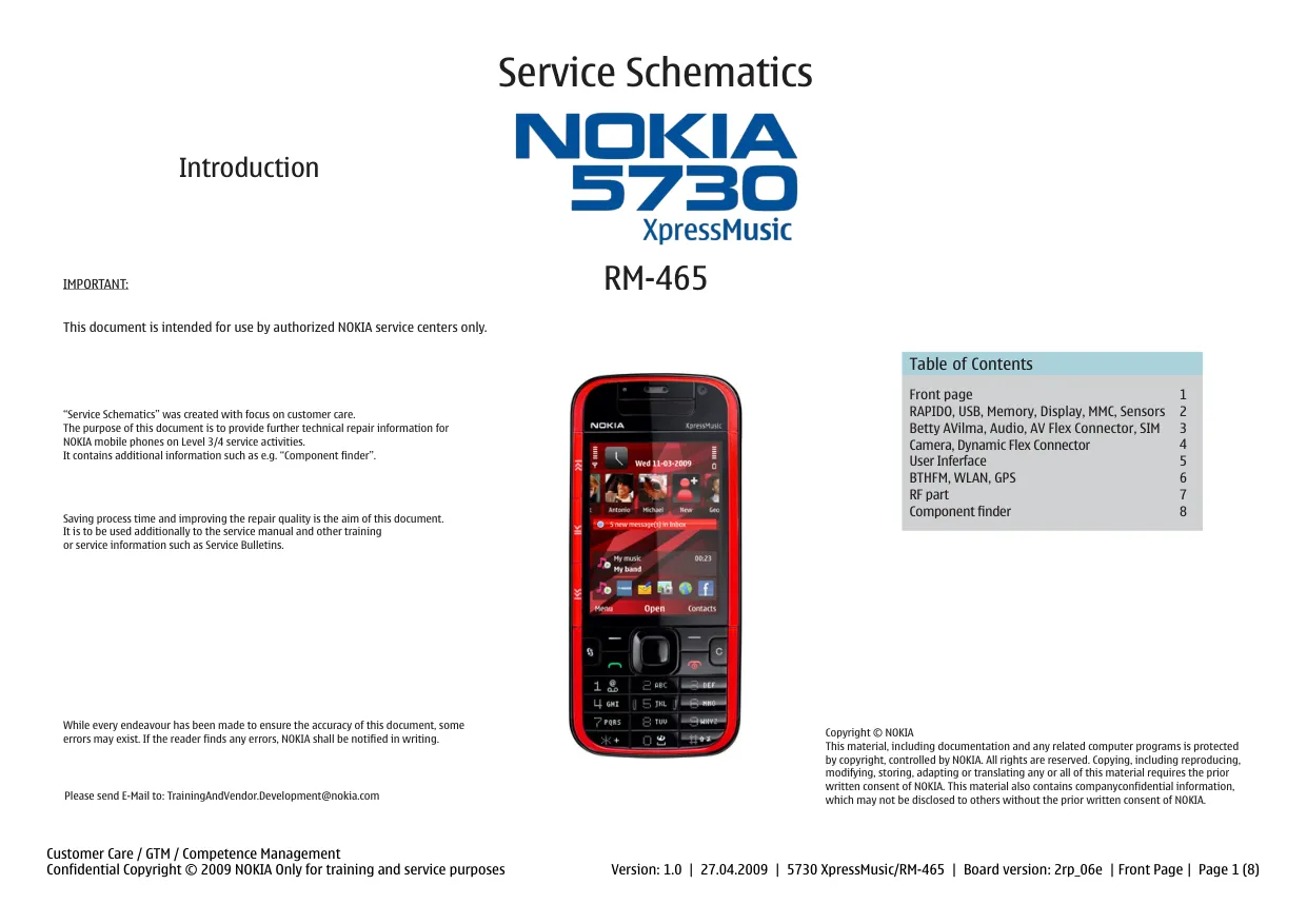 Nokia 5730 XpressMusic (RM-465) - Схемы v1.0, Board version: 2rp_06e