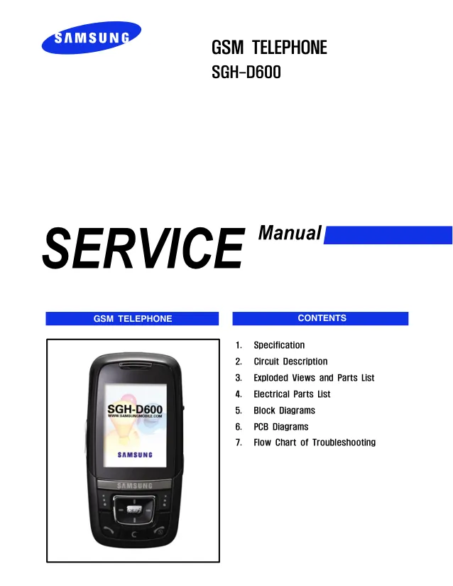 Samsung SGH-D600 - Руководство по обслуживанию   