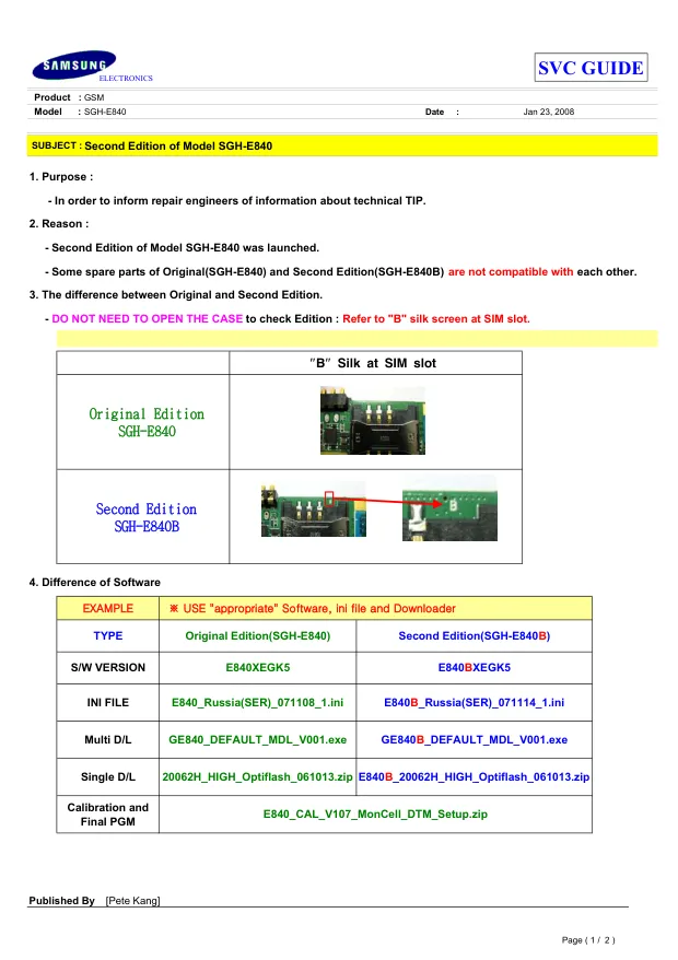 Samsung SGH-E840 - SVC GUIDE   01.23.2008