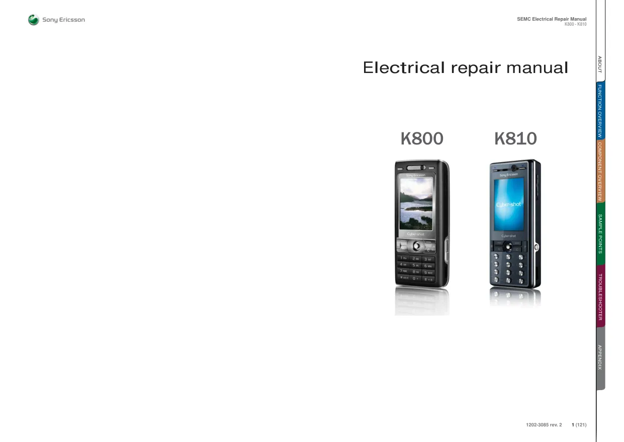 Sony Ericsson K800 - Руководство по ремонту, электрика	 Electrical repair manual	