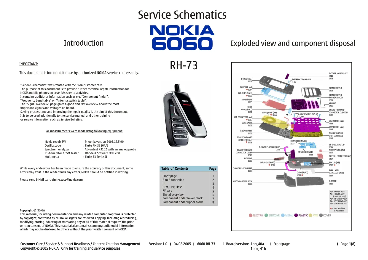 Nokia 6060 (RH-73) - Схемы Ver.: 1.0, Schematics, Board version: 1pn_40a, 1pm_ 41b