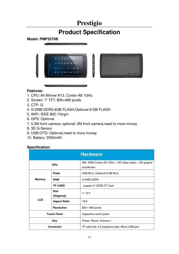 Prestigio Multipad PMP3270B - Руководство по поиску и устранению неисправностей 