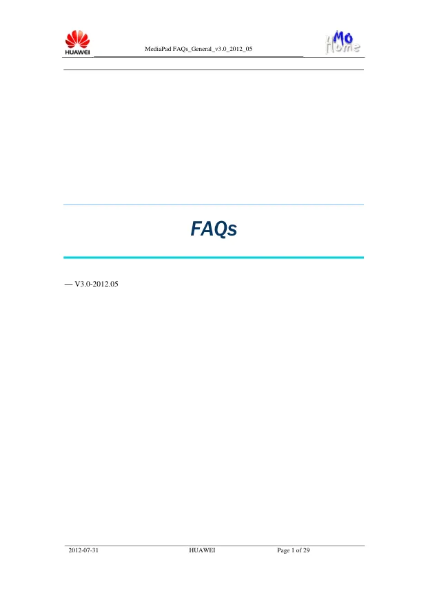 Huawei MediaPad - Вопрос-ответ MediaPad   MediaPad FAQs_General_v3.0_2012_05