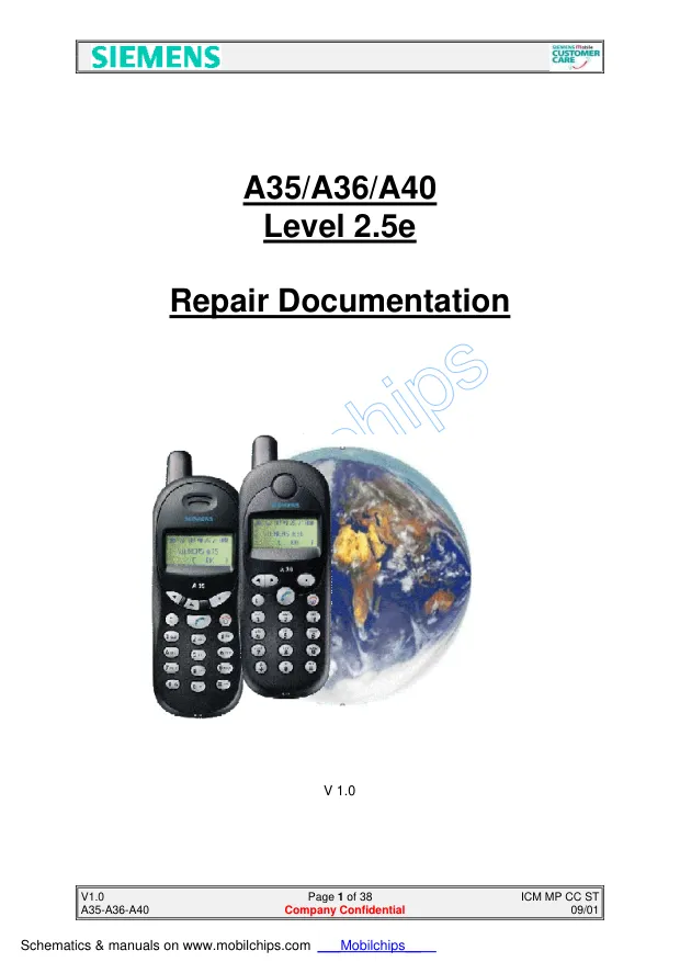 Siemens A35/A36/A40 - Руководство по ремонту Repair documentation Level 2.5e