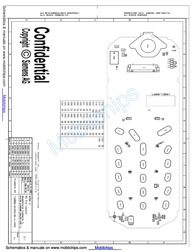 Siemens A35/A36/A40 - Расположение элементов  PCB