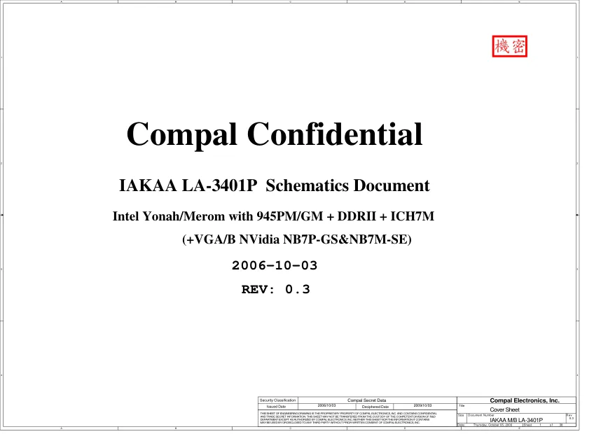 Compal LA-3401P IAKAA - Схемы 945G_KB910QF_A135, Rev: 0.3,