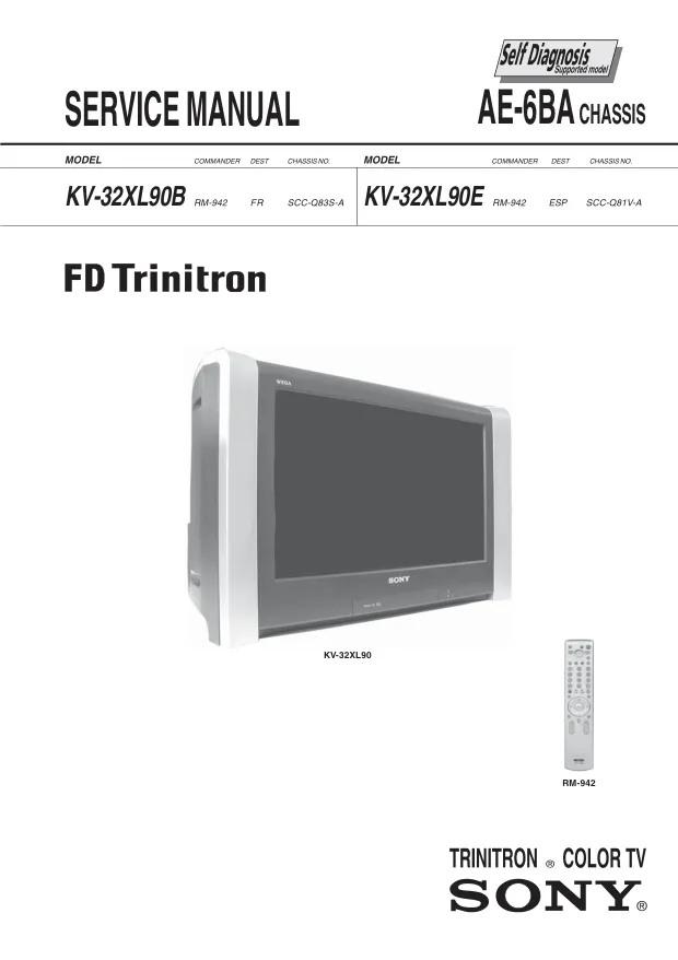 Sony FD Trinitron KV-32XL90B, AE-6BA Chassis - Руководство по обслуживанию 