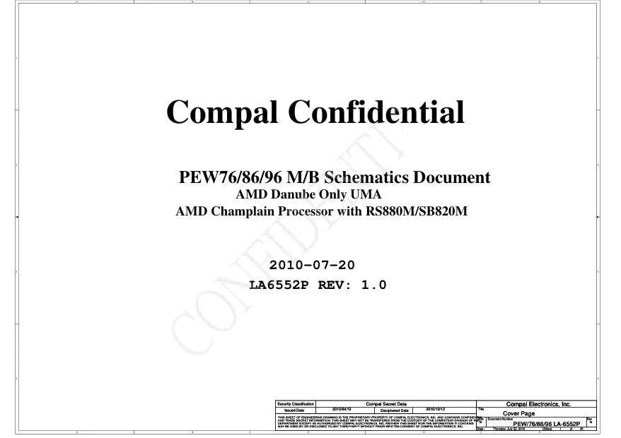Packard Bell EasyNote TM80 - Схемы  Compal LA-6552P