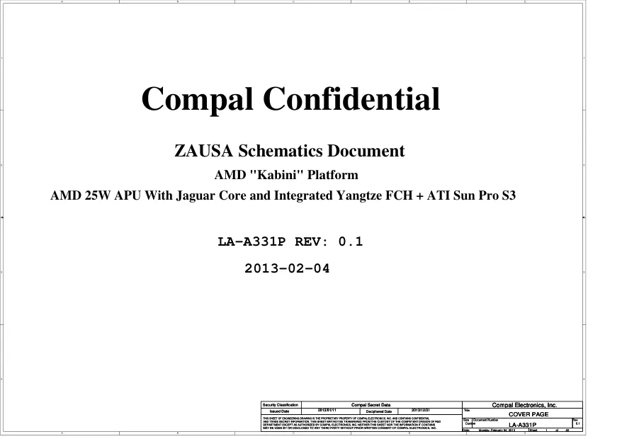 Compal LA-A331P - Схемы r.0.1, ZAUSA