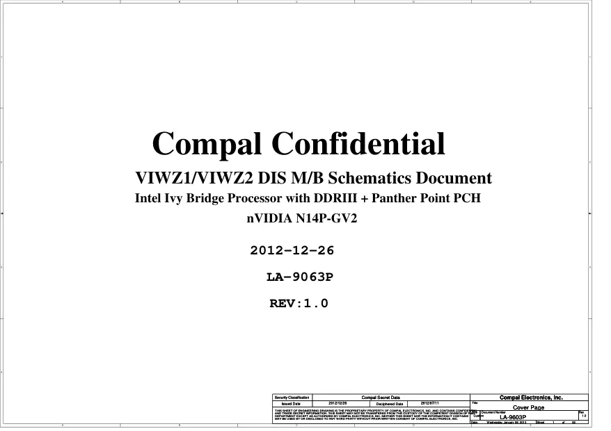 Compal LA-9063P - Схемы rev.1.0, VIWZ1/VIWZ2, Lenovo Z500