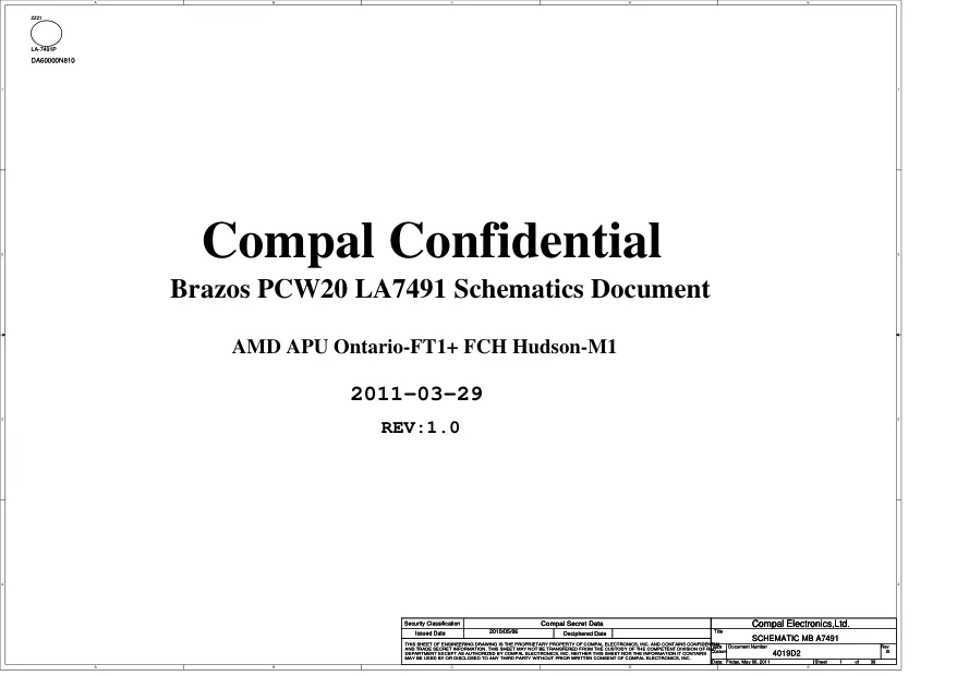 Compal LA-7491 - Схемы rev.1.0, Brazos