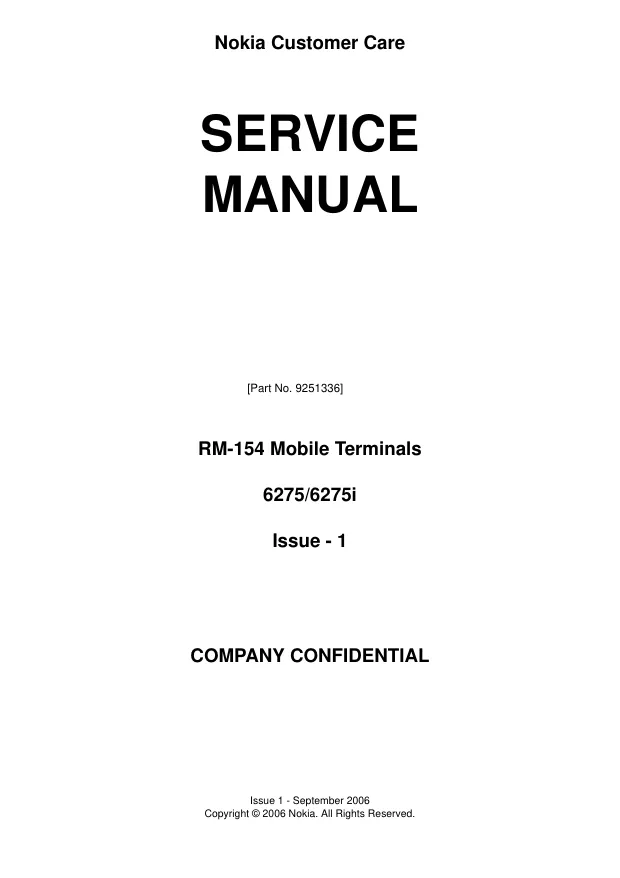 Nokia 6275/6275i (RM-154) - Руководство по ремонту (Service manual L1, L2, L3, L4). Всё в одном файле, включая схемы, список деталей и т.д. 